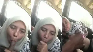 Jilbab Sempetin Blowjob di Mobil